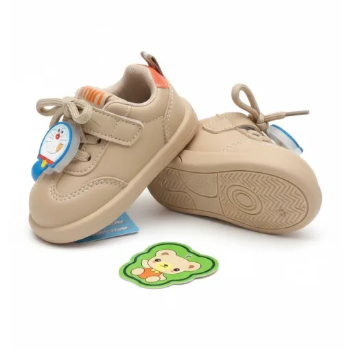 Beige Doraemon Infant Sneakers with Charm